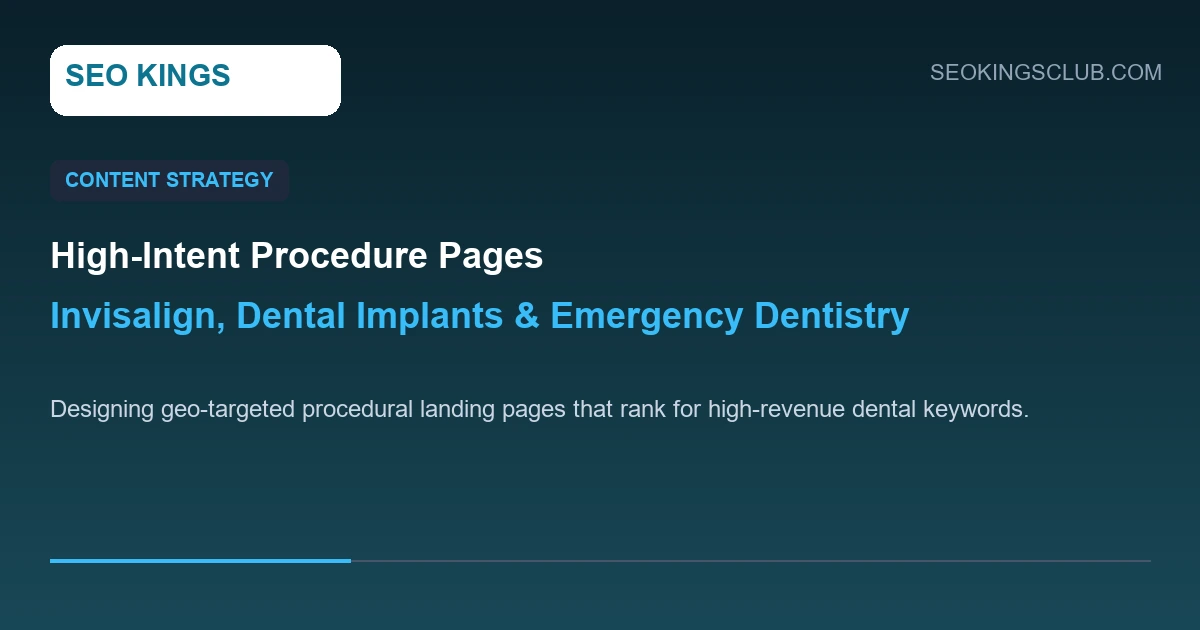 dental clinic service landing page architecture highlighting local dentist schema and testimonials