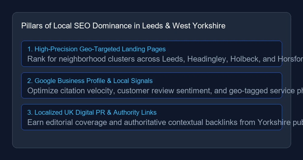 Leeds local SEO ranking pillars for Yorkshire businesses